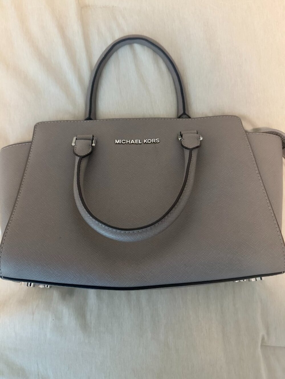 Michael Kors Selma Medium Saffiano Leather Satchel Gray